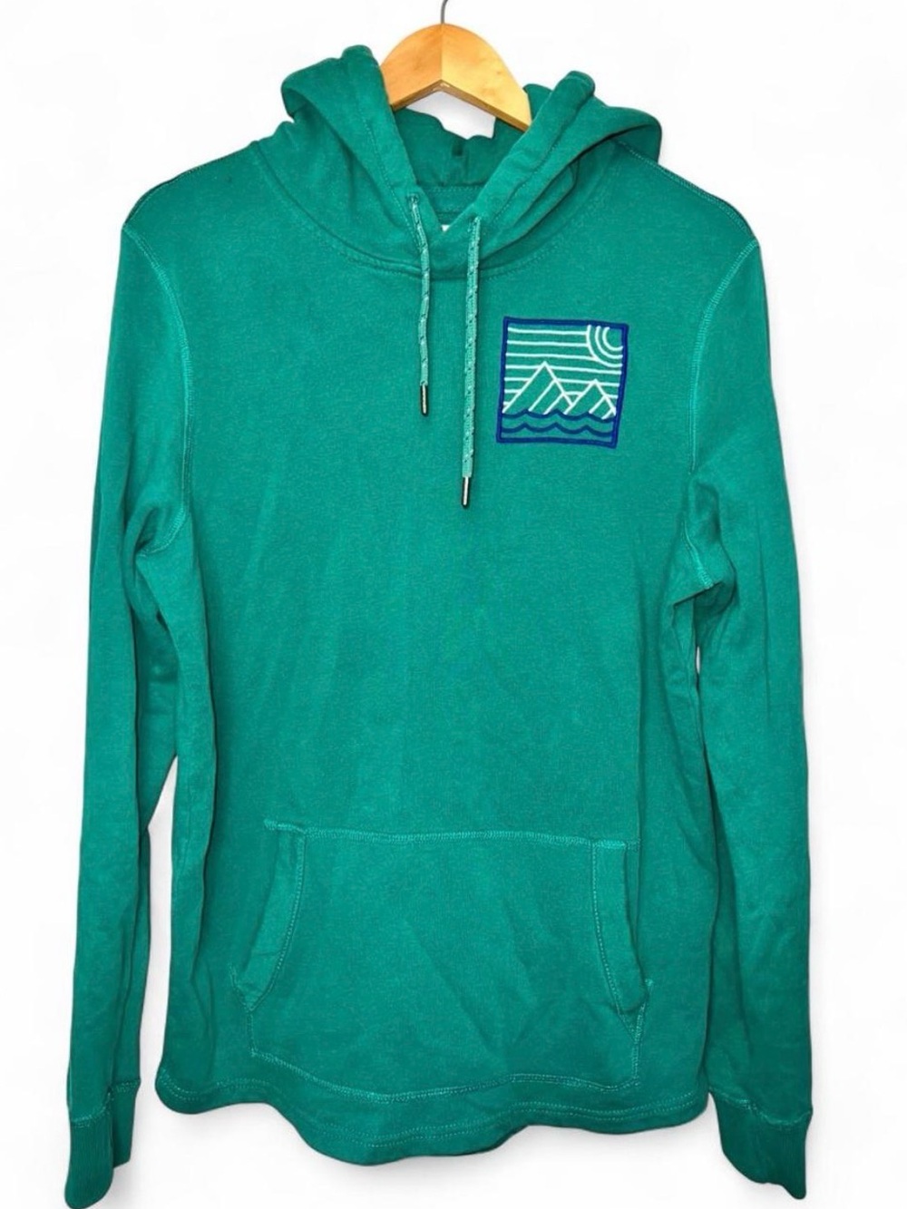 Hollister Green Graphic Patch Hoodie Sweatshirt Size M